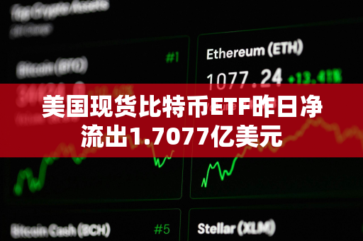 美国现货比特币ETF昨日净流出1.7077亿美元