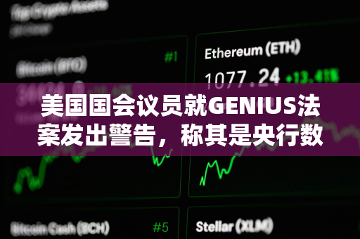 美国国会议员就GENIUS法案发出警告，称其是央行数字货币的“特洛伊木马”