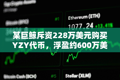 某巨鲸斥资228万美元购买YZY代币，浮盈约600万美元