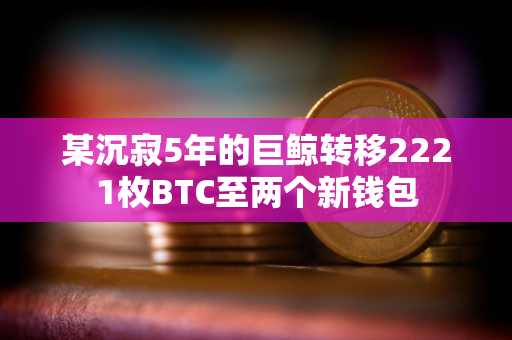 某沉寂5年的巨鲸转移2221枚BTC至两个新钱包