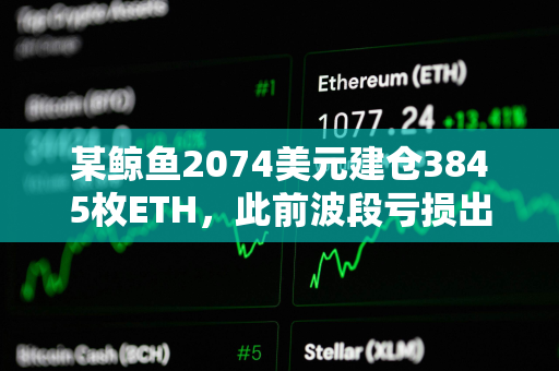 某鲸鱼2074美元建仓3845枚ETH，此前波段亏损出局