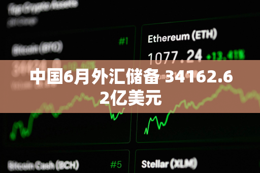 中国6月外汇储备 34162.62亿美元