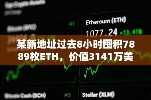 某新地址过去8小时囤积7889枚ETH，价值3141万美元